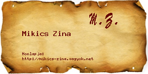 Mikics Zina névjegykártya
